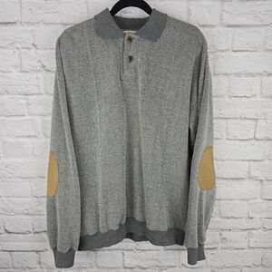 Orvis Thermal Grey 1/4 zip Sweater - Leather Elbow Patches   Sz L Cozy & Stylish